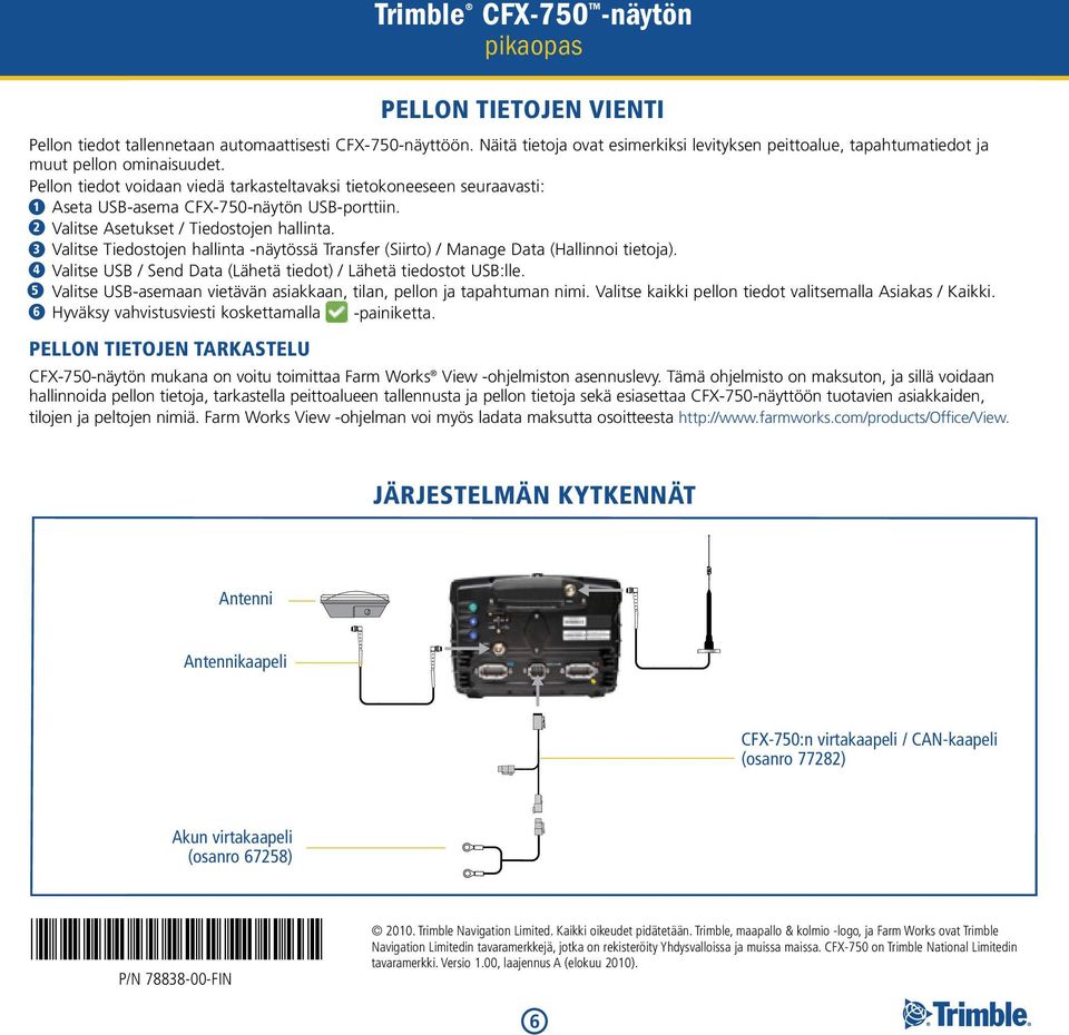 Pellon tiedot voidaan viedä tarkasteltavaksi tietokoneeseen seuraavasti: 1 2 3 4 5 seta US-asema CFX-750-näytön US-porttiin. Valitse setukset / Tiedostojen hallinta.