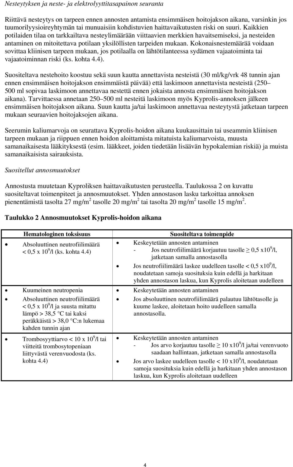 Kaikkien potilaiden tilaa on tarkkailtava nesteylimäärään viittaavien merkkien havaitsemiseksi, ja nesteiden antaminen on mitoitettava potilaan yksilöllisten tarpeiden mukaan.