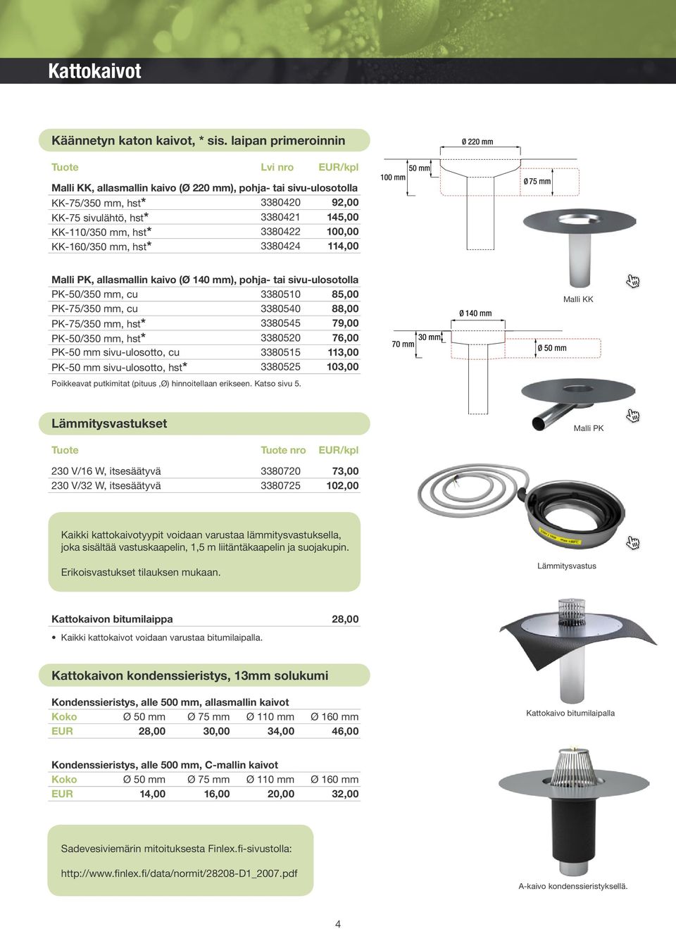 KK-160/350 mm, hst* 3380424 114,00 Malli PK, allasmallin kaivo (Ø 140 mm), pohja- tai sivu-ulosotolla PK-50/350 mm, cu 3380510 85,00 PK-75/350 mm, cu 3380540 88,00 PK-75/350 mm, hst* 3380545 79,00