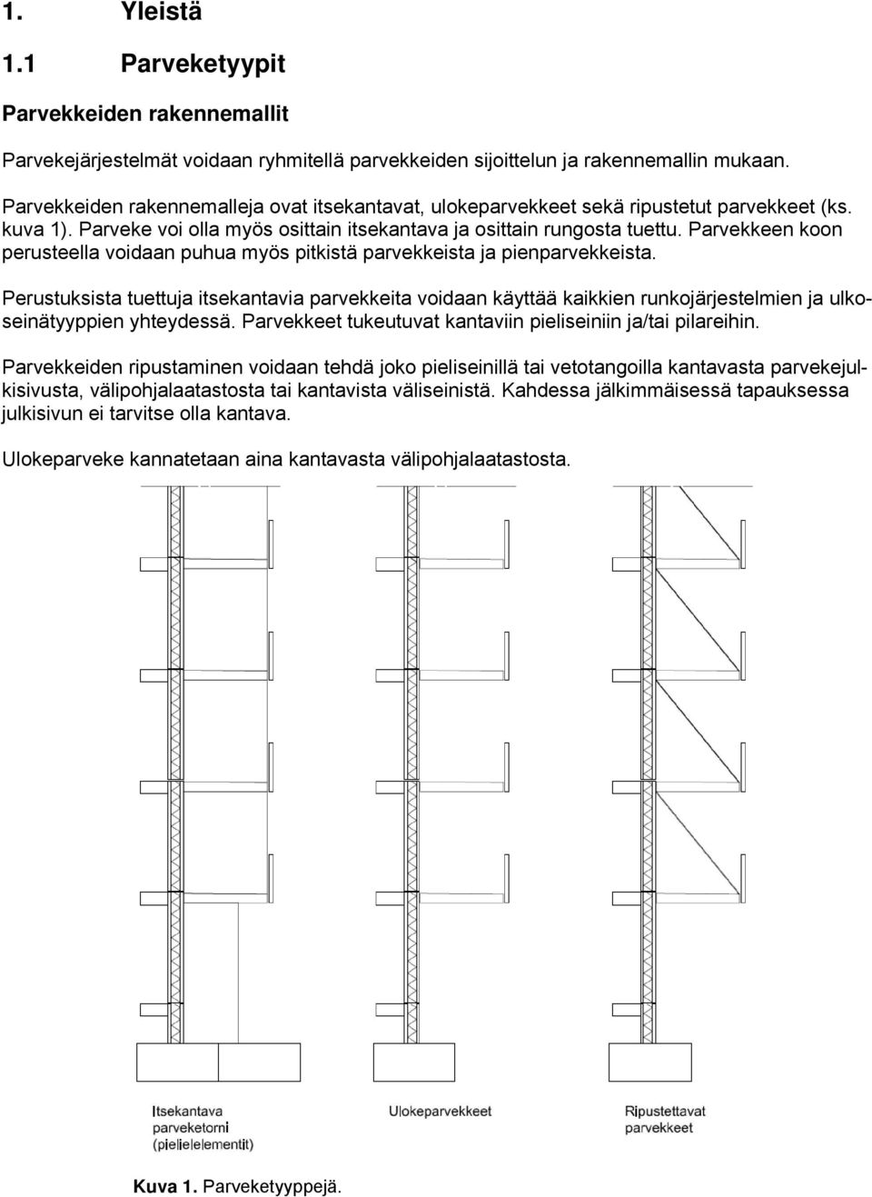 Parvekkeen koon perusteella voidaan puhua myös pitkistä parvekkeista ja pienparvekkeista.