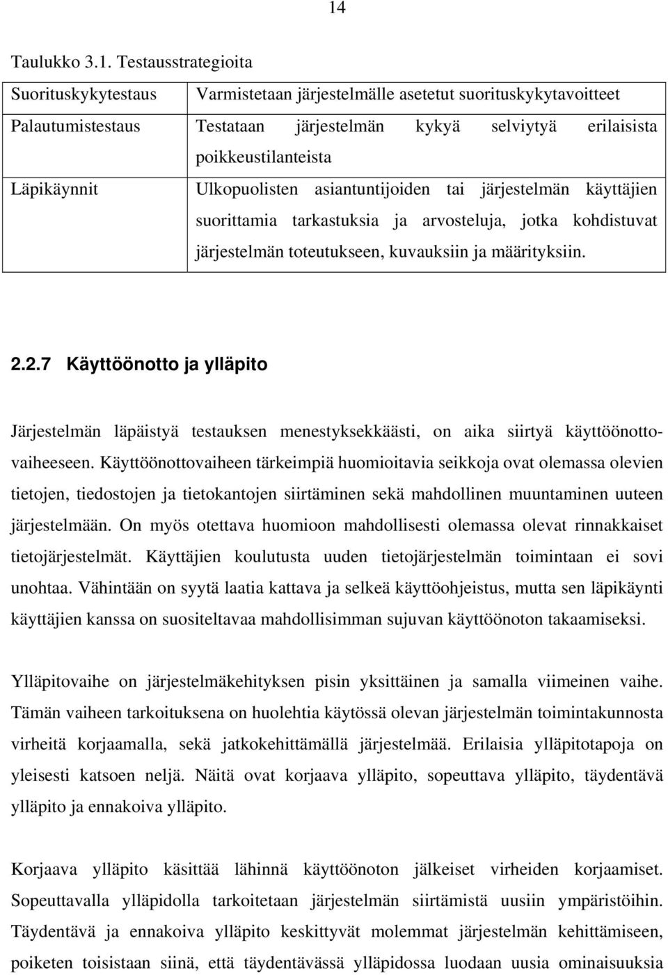 määrityksiin. 2.2.7 Käyttöönotto ja ylläpito Järjestelmän läpäistyä testauksen menestyksekkäästi, on aika siirtyä käyttöönottovaiheeseen.