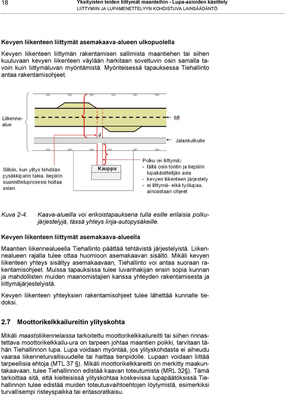 Myönteisessä tapauksessa Tiehallinto antaa rakentamisohjeet. Kuva 2-4. Kaava-alueilla voi erikoistapauksena tulla esille erilaisia polkujärjestelyjä, tässä yhteys linja-autopysäkeille.