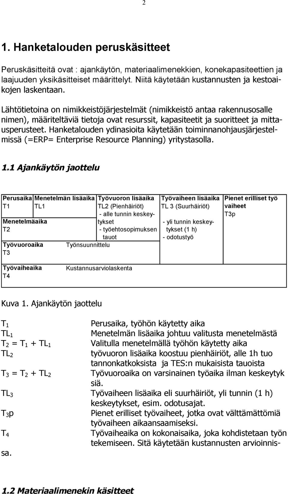 Lähtötietoina on nimikkeistöjärjestelmät (nimikkeistö antaa rakennusosalle nimen), määriteltäviä tietoja ovat resurssit, kapasiteetit ja suoritteet ja mittausperusteet.