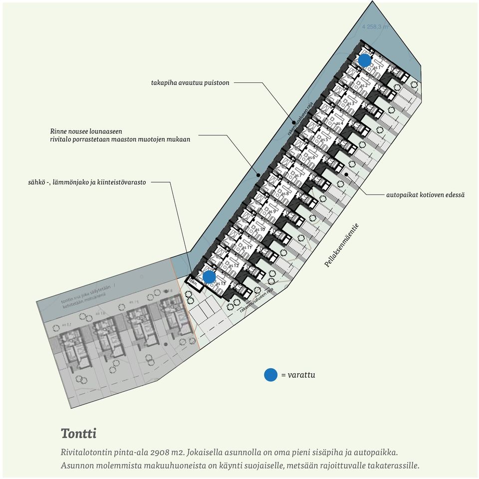 säilytetään n / kehitetään tekn. as 13 rakennusalueen raja as 22 rakennusalueen raja as 23 = vartu as 24 Tontti Rivitalotontin pinta-ala 2908 m2.