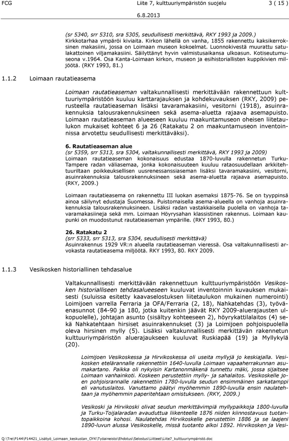 Säilyttänyt hyvin valmistusaikansa ulkoasun. Kotiseutumuseona v.1964. Osa Kanta-Loimaan kirkon, museon ja esihistoriallisten kuppikivien miljöötä. (RKY 1993, 81.