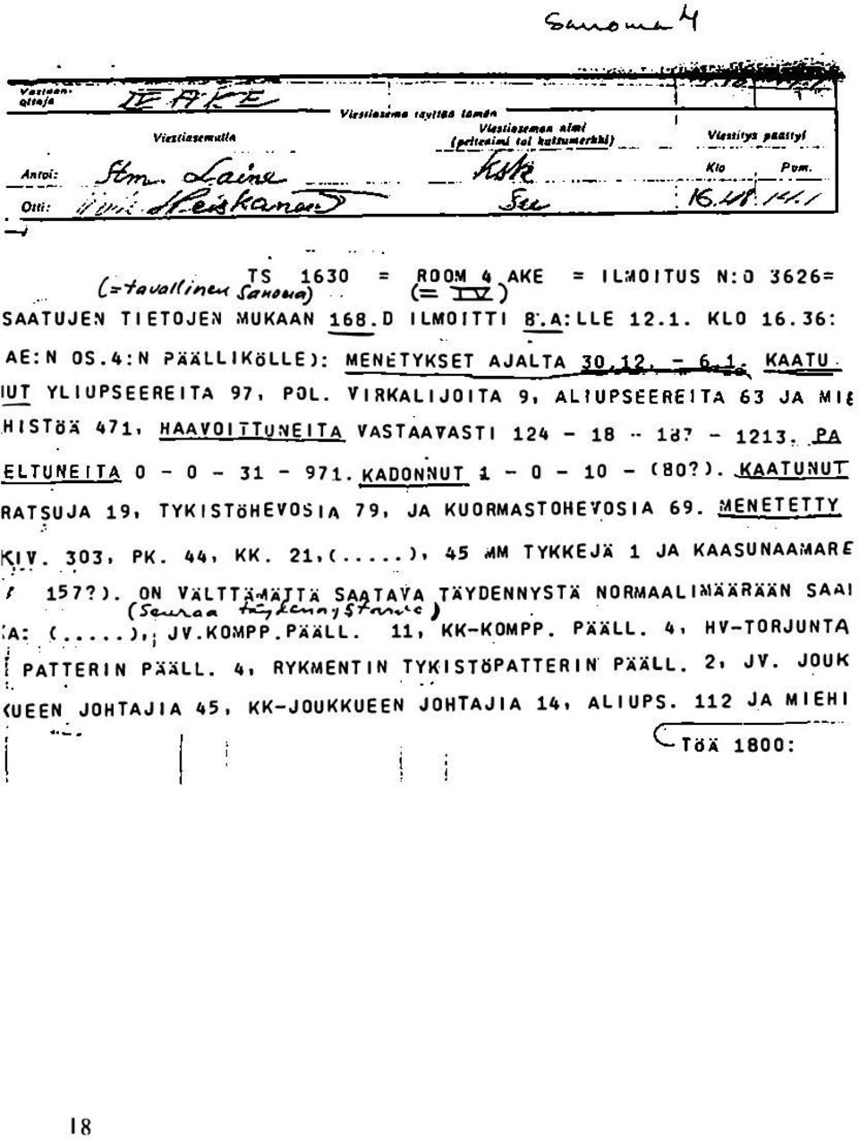 MENETETTY 1.!. OJ, PK. 441 KK. 21d.... J. 45,>4M TYKKEJÄ 1 JA KAASUNAAMARf 157? l (!:1Tl_t/}1.,:.\,., Sf,l,_A._.! / ÄYDENNYSTÄ NORMAALI MÄÄRÄÄN SAAI 1 :_A: < Jo; JV.KOMPP.P:O::O:ll. 111 KK-KOMPP.