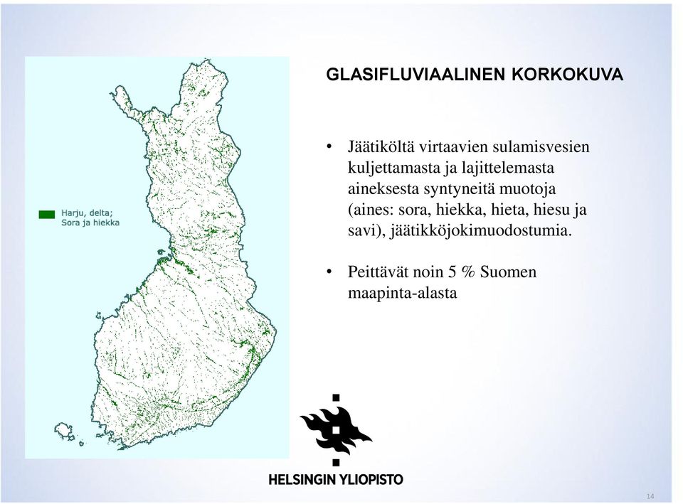 syntyneitä muotoja (aines: sora, hiekka, hieta, hiesu ja
