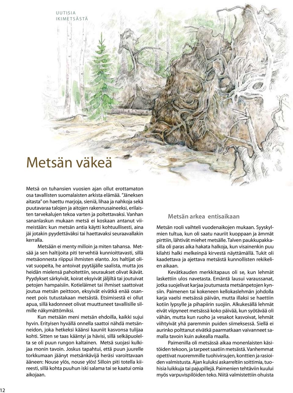 Vanhan sananlaskun mukaan metsä ei koskaan antanut viimeistään: kun metsän antia käytti kohtuullisesti, aina jäi jotakin pyydettäväksi tai haettavaksi seuraavallakin kerralla.