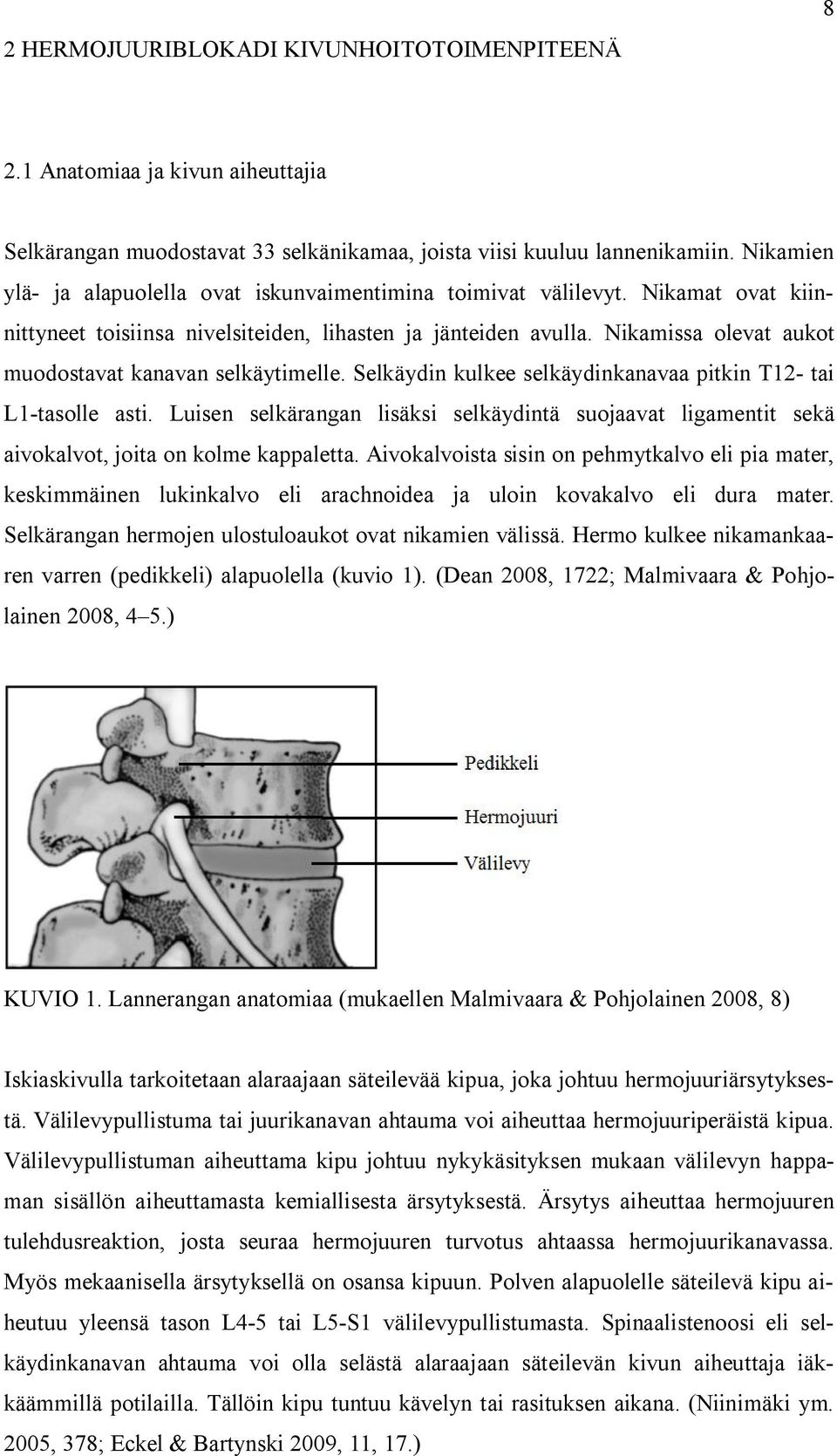 Nikamissa olevat aukot muodostavat kanavan selkäytimelle. Selkäydin kulkee selkäydinkanavaa pitkin T12- tai L1-tasolle asti.