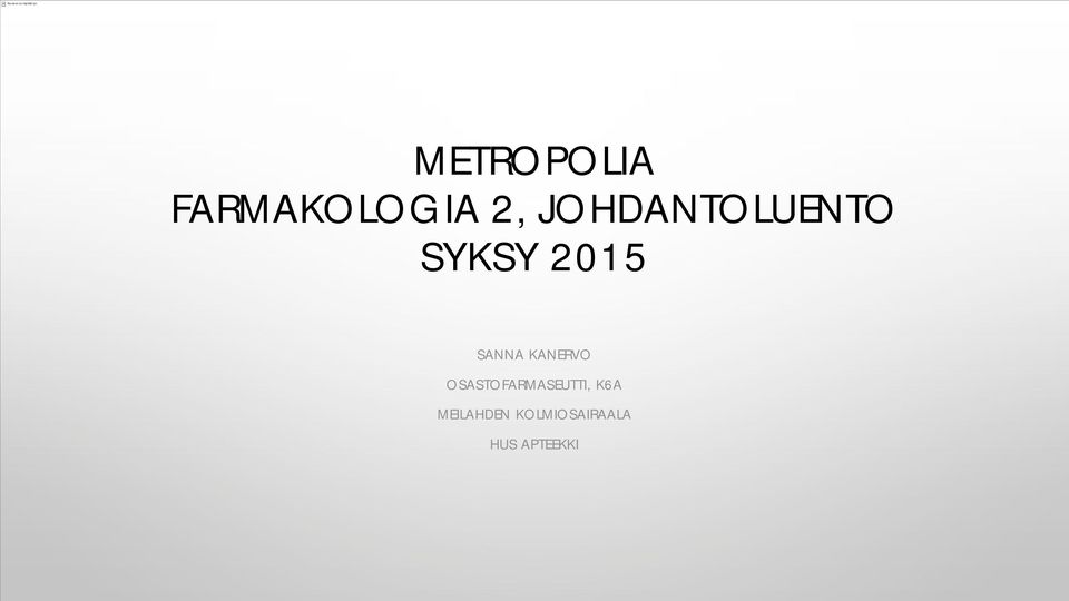 JOHDANTOLUENTO SYKSY 2015 SANNA