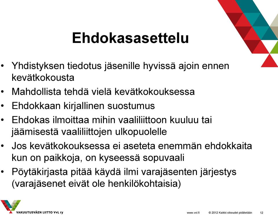 jäämisestä vaaliliittojen ulkopuolelle Jos kevätkokouksessa ei aseteta enemmän ehdokkaita kun on paikkoja,