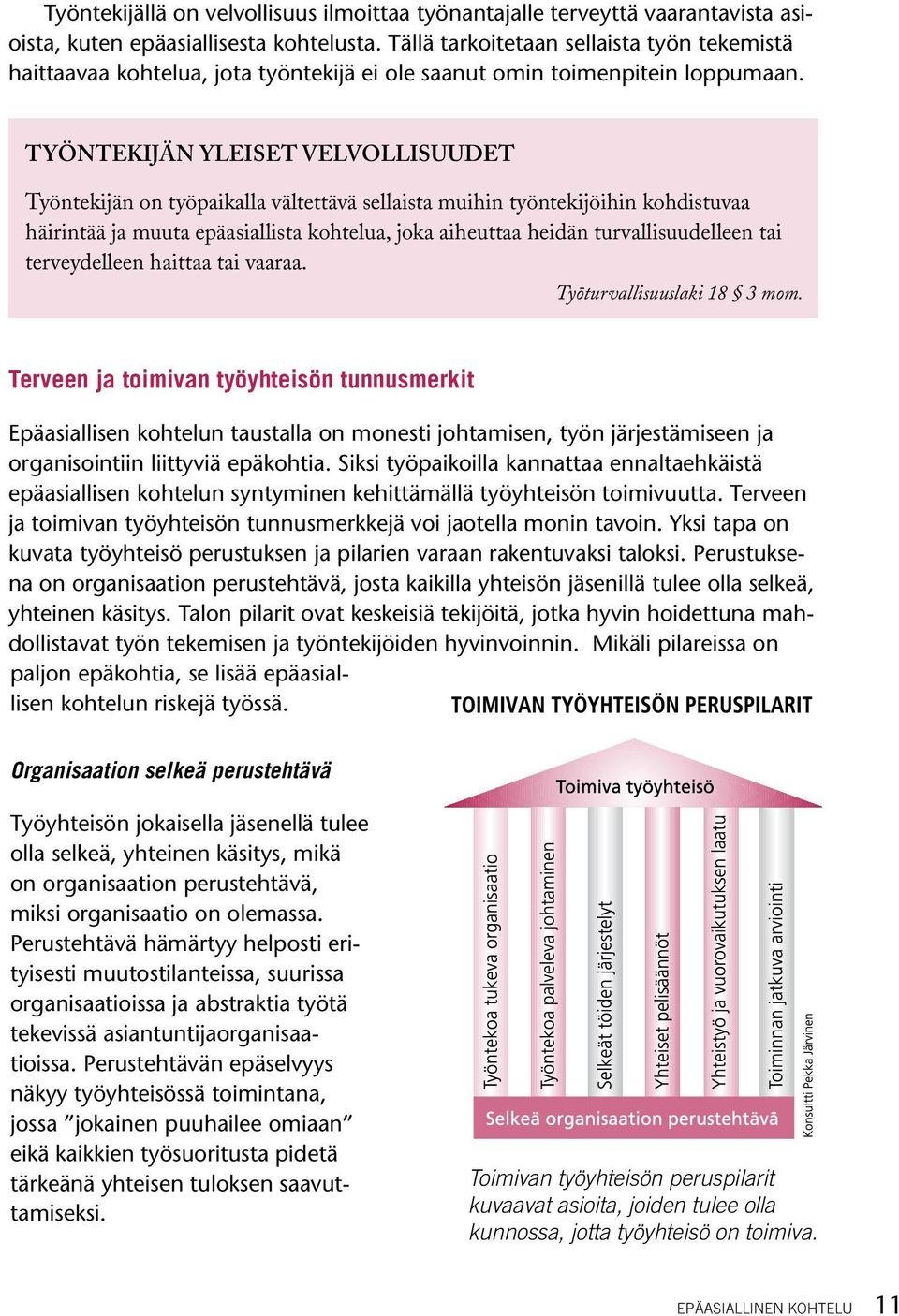 TYÖNTEKIJÄN YLEISET VELVOLLISUUDET Työntekijän on työpaikalla vältettävä sellaista muihin työntekijöihin kohdistuvaa häirintää ja muuta epäasiallista kohtelua, joka aiheuttaa heidän