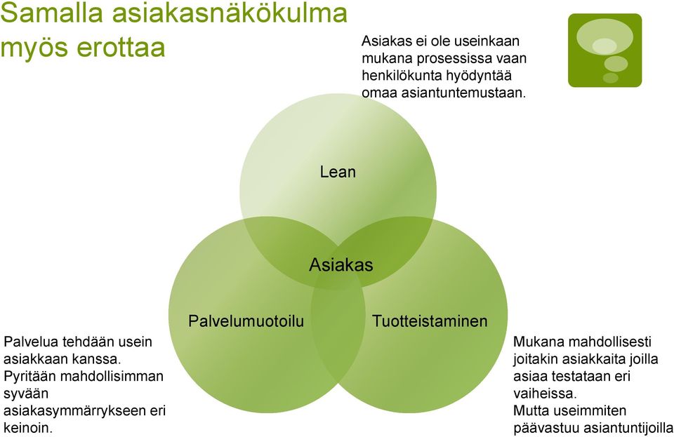 Pyritään mahdollisimman syvään asiakasymmärrykseen eri keinoin.