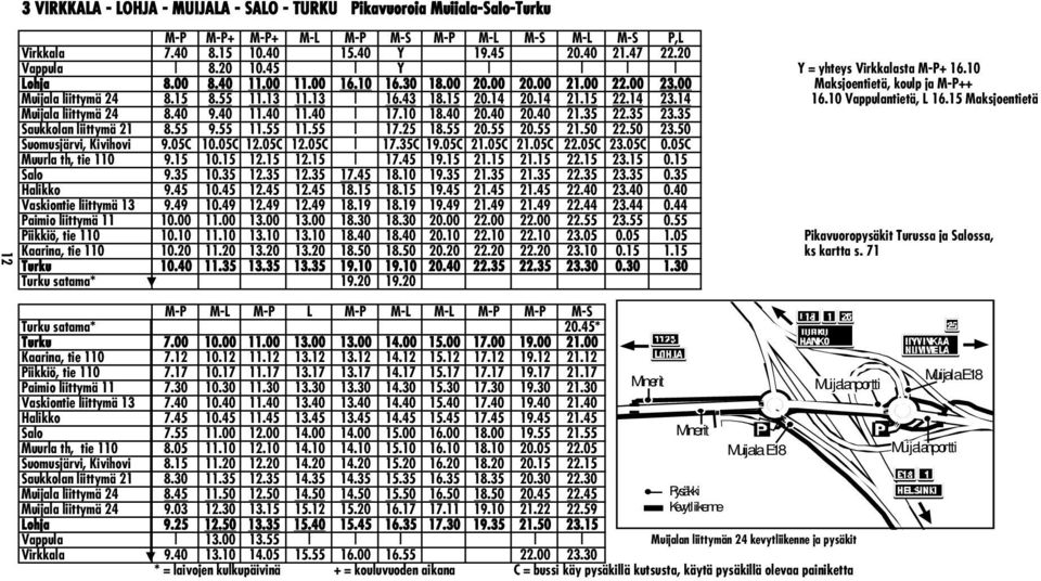 43 18.15 20.14 20.14 21.15 22.14 23.14 16.10 Vappulantietä, L 16.15 Maksjoentietä Muijala liittymä 24 8.40 9.40 11.40 11.40 17.10 18.40 20.40 20.40 21.35 22.35 23.35 Saukkolan liittymä 21 8.55 9.