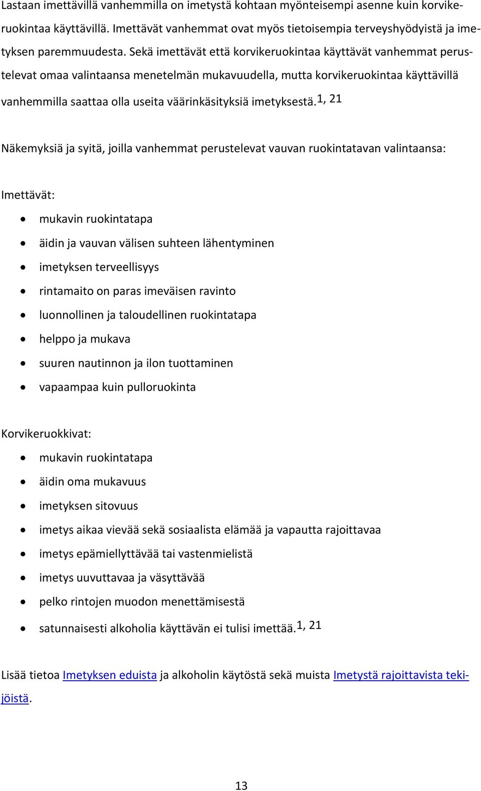 imetyksestä.