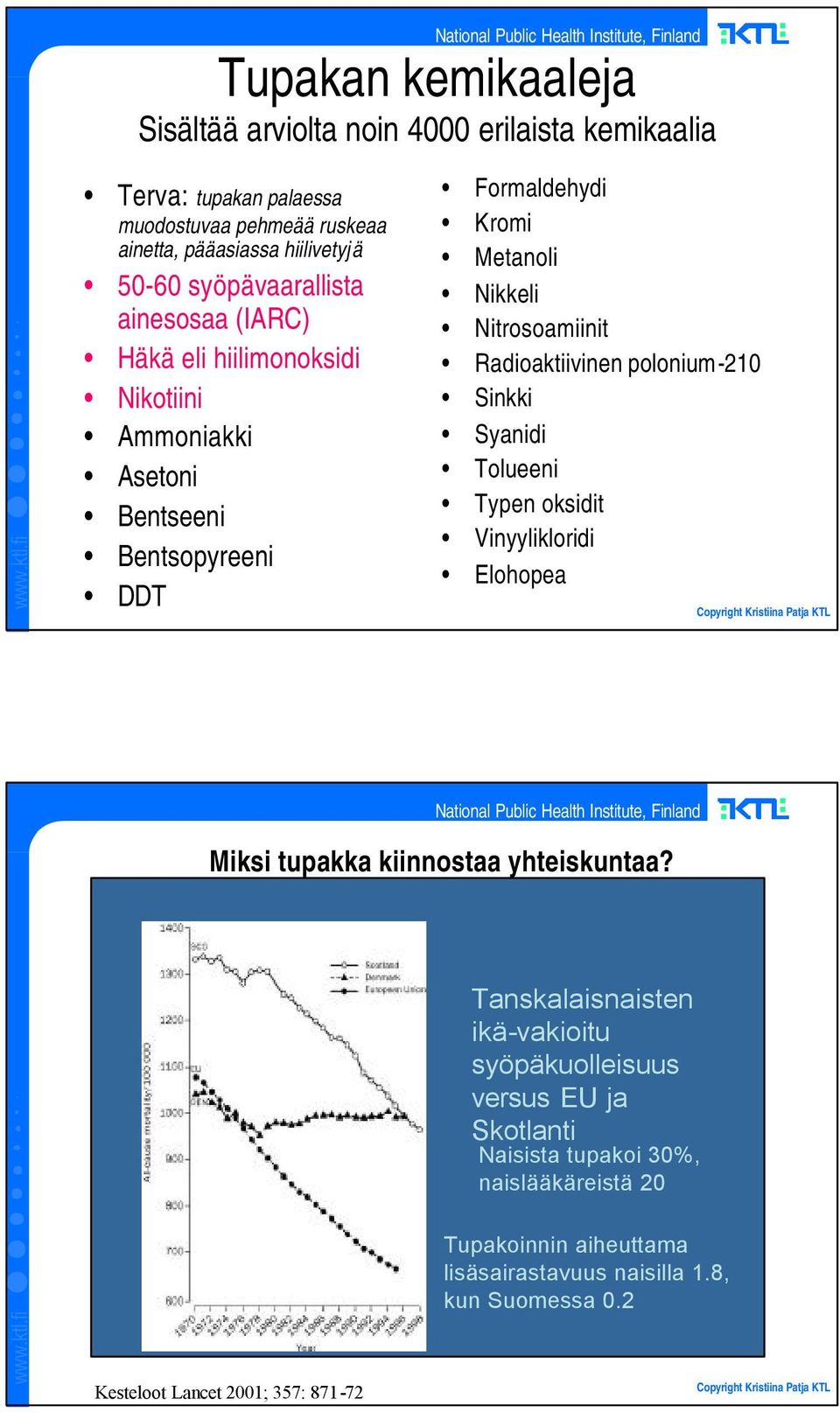 Radioaktiivinen polonium-210 Sinkki Syanidi Tolueeni Typen oksidit Vinyylikloridi Elohopea Miksi tupakka kiinnostaa yhteiskuntaa?