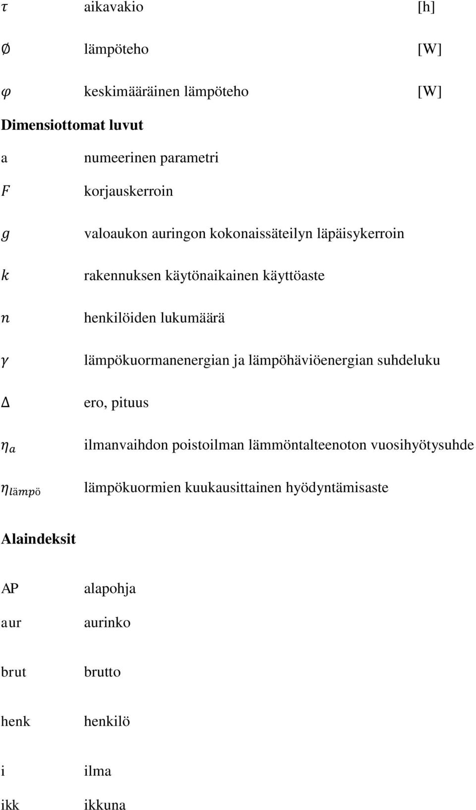 lämpökuormanenergian ja lämpöhäviöenergian suhdeluku ero, pituus ilmanvaihdon poistoilman lämmöntalteenoton