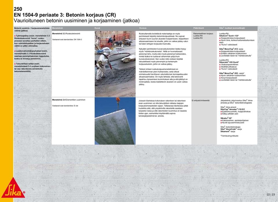 3 Ruiskubetonointi kuiva ruiskuprosessi soveltuu parhaiten silloin, Vastaavat osat standardista: EN 1504-3 kun valmistelupaikan korusalueen välillä on pitkä välimatka). Laadunvalvontakysymykset (esim.