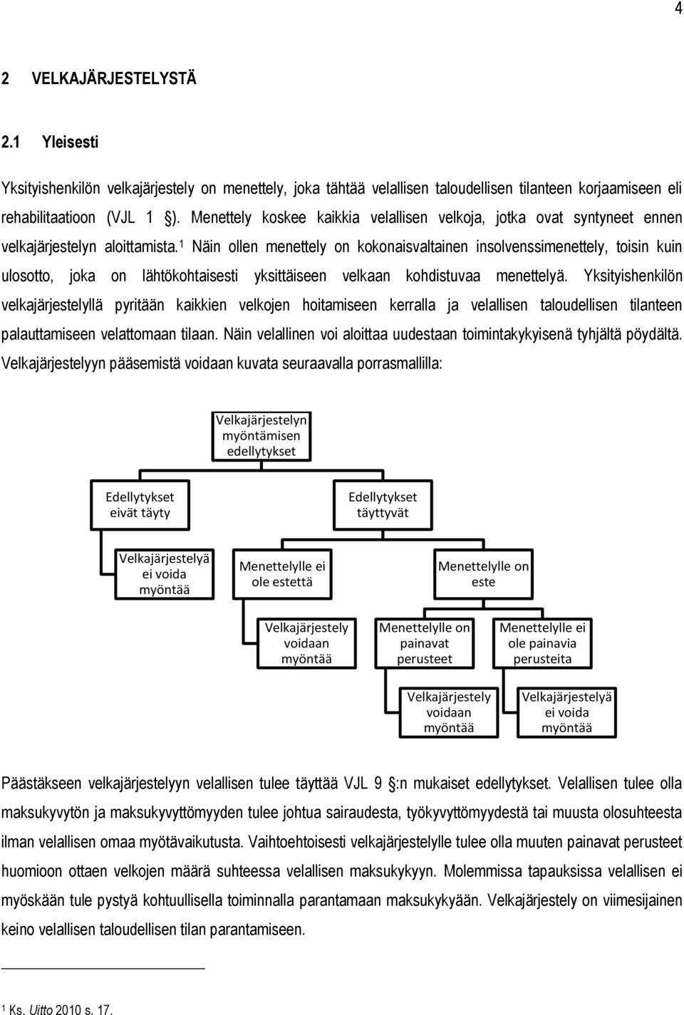 1 Näin ollen menettely on kokonaisvaltainen insolvenssimenettely, toisin kuin ulosotto, joka on lähtökohtaisesti yksittäiseen velkaan kohdistuvaa menettelyä.