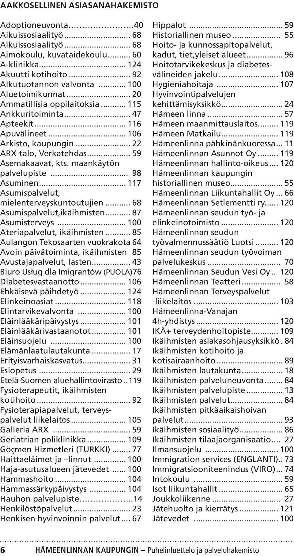 maankäytön palvelupiste... 98 Asuminen... 117 Asumispalvelut, mielenterveyskuntoutujien... 68 Asumispalvelut,ikäihmisten... 87 Asumisterveys... 100 Ateriapalvelut, ikäihmisten.