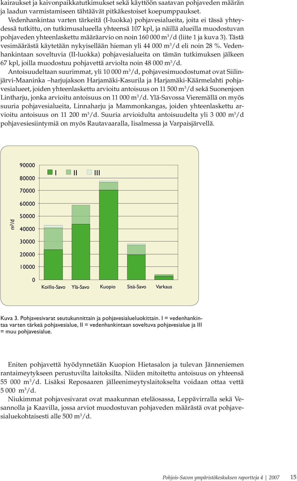 määräarvio on noin 160 000 m 3 /d (liite 1 ja kuva 3). Tästä vesimäärästä käytetään nykyisellään hieman yli 44 000 m 3 /d eli noin 28 %.