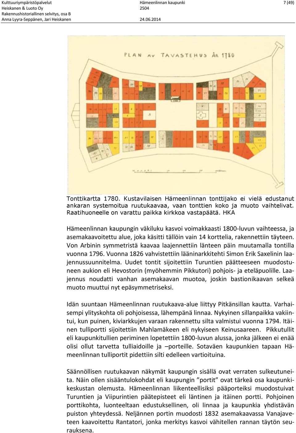 HKA Hämeenlinnan kaupungin väkiluku kasvoi voimakkaasti 1800-luvun vaihteessa, ja asemakaavoitettu alue, joka käsitti tällöin vain 14 korttelia, rakennettiin täyteen.