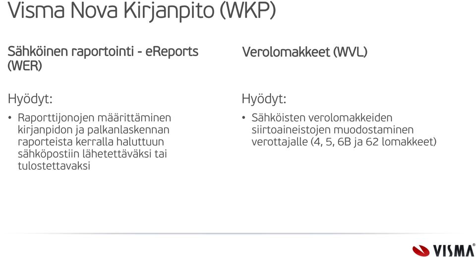 haluttuun sähköpostiin lähetettäväksi tai tulostettavaksi Verolomakkeet (WVL)