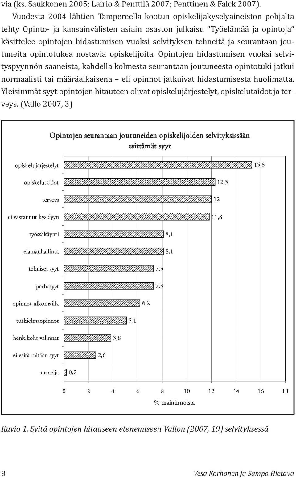 vuoksi selvityksen tehneitä ja seurantaan joutuneita opintotukea nostavia opiskelijoita.