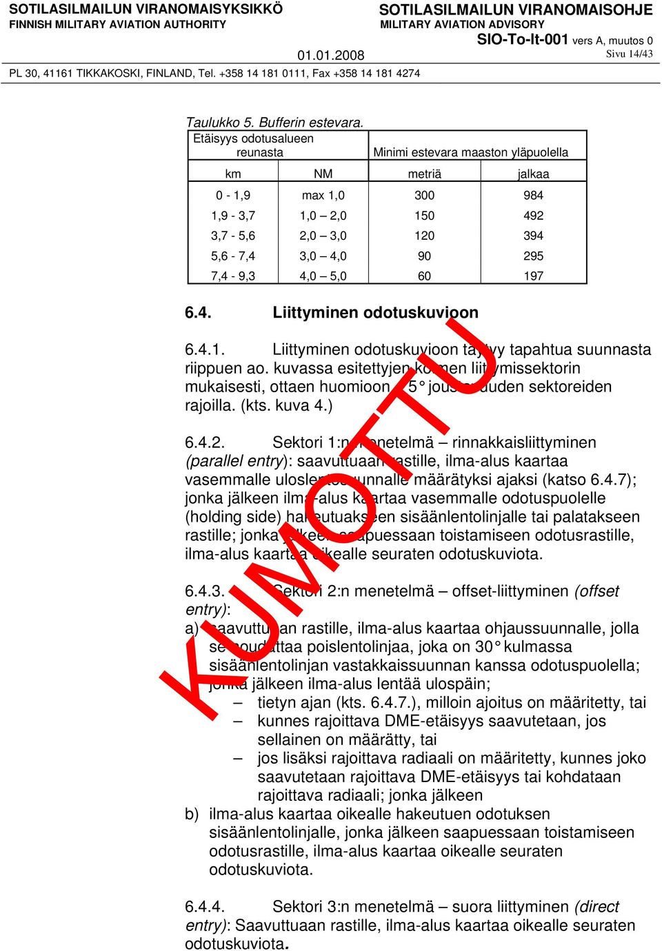 197 6.4. Liittyminen odotuskuvioon 6.4.1. Liittyminen odotuskuvioon täytyy tapahtua suunnasta riippuen ao.