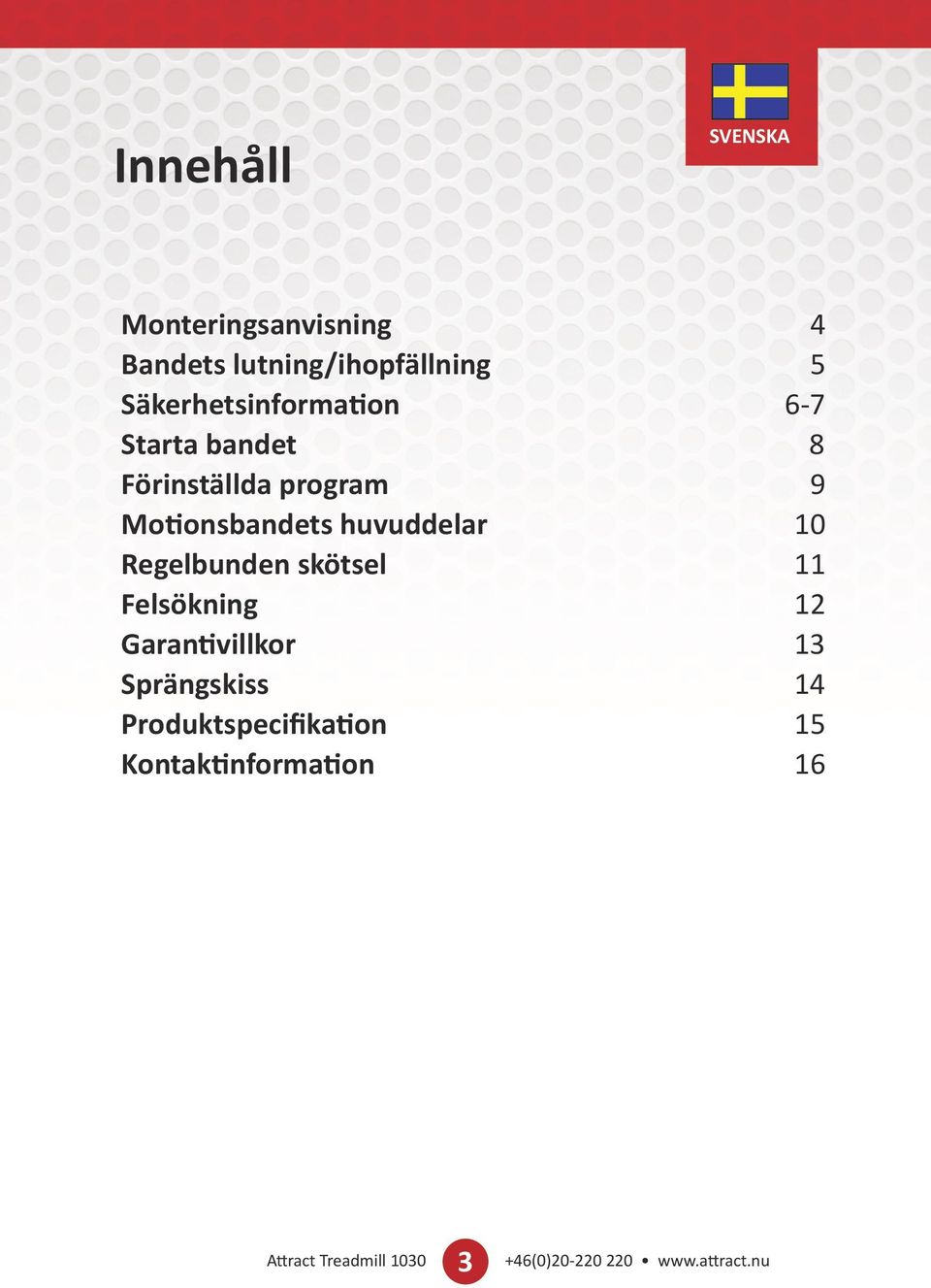 huvuddelar 0 Regelbunden skötsel Felsökning Garantivillkor 3 Sprängskiss 4