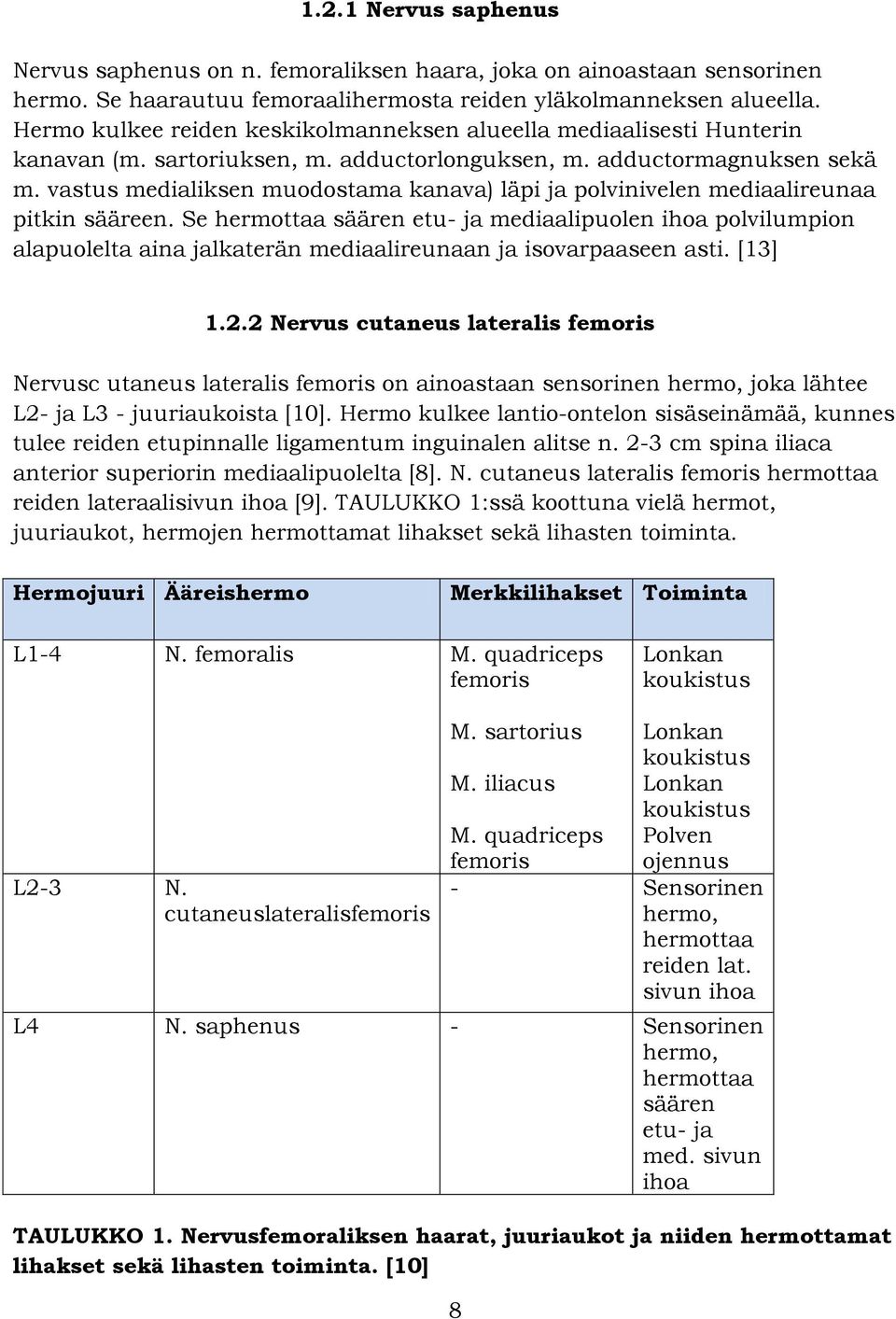 vastus medialiksen muodostama kanava) läpi ja polvinivelen mediaalireunaa pitkin sääreen.