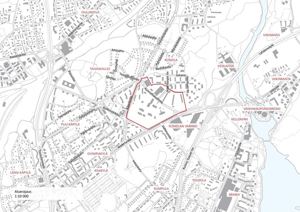 puu-käpylä Pohjolankatu Pellervontie Kullervonkatu Käpyläntie Kunnalliskodintie Valtimontie KOSKELAN Varikko vanhakaupunginkoski Kellomäki