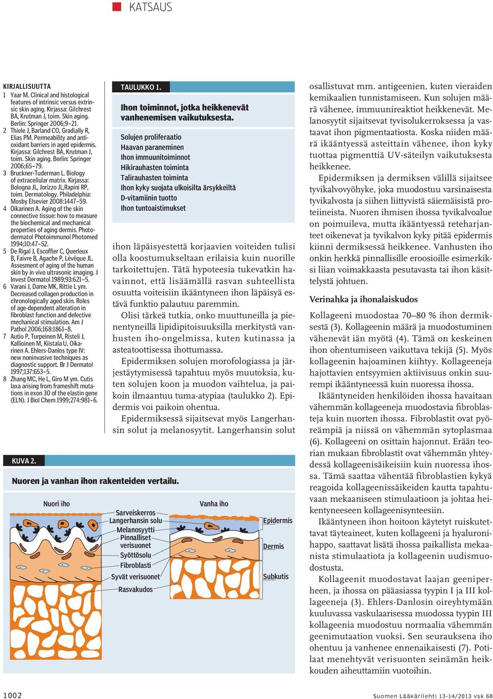 3 Bruckner-Tuderman L. Biology of extracellular matrix. Kirjassa: Bologna JL, Jorizzo JL,Rapini RP, toim. Dermatology. Philadelphia: Mosby Elsevier 2008:1447 59. 4 Oikarinen A.