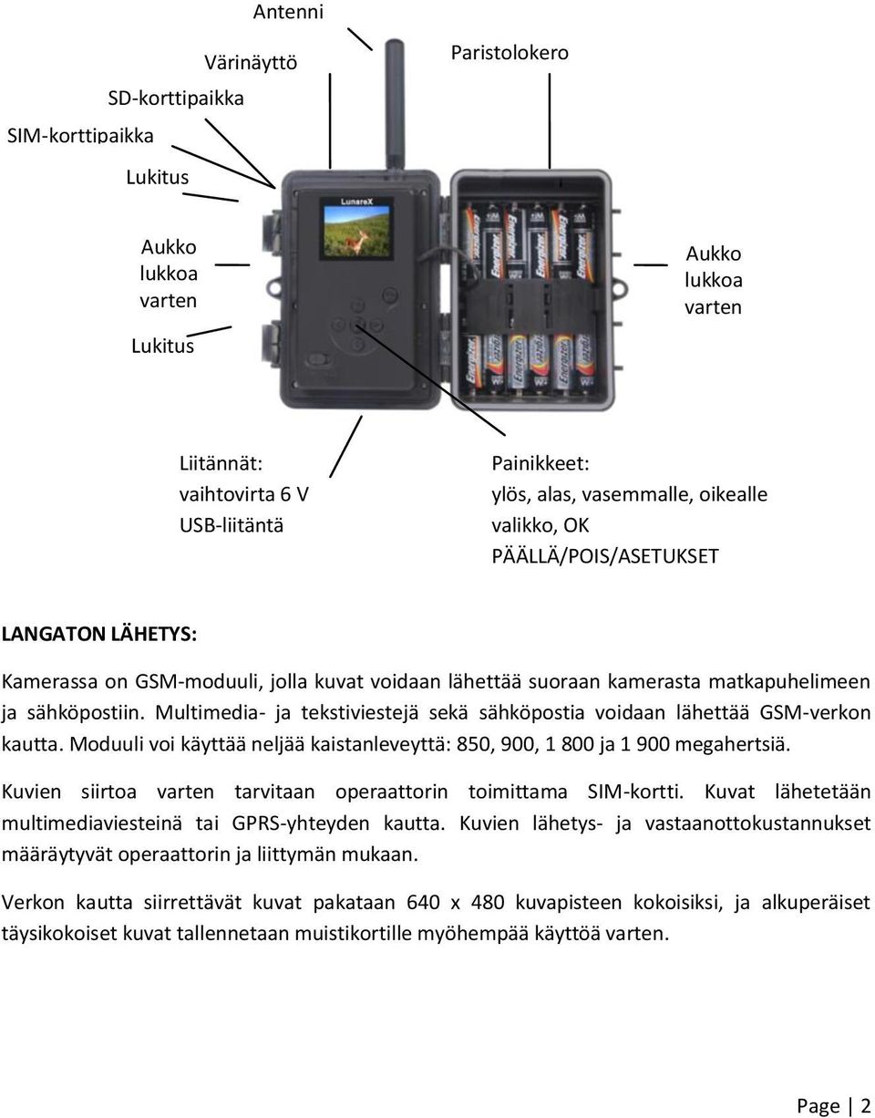 Multimedia- ja tekstiviestejä sekä sähköpostia voidaan lähettää GSM-verkon kautta. Moduuli voi käyttää neljää kaistanleveyttä: 850, 900, 1 800 ja 1 900 megahertsiä.