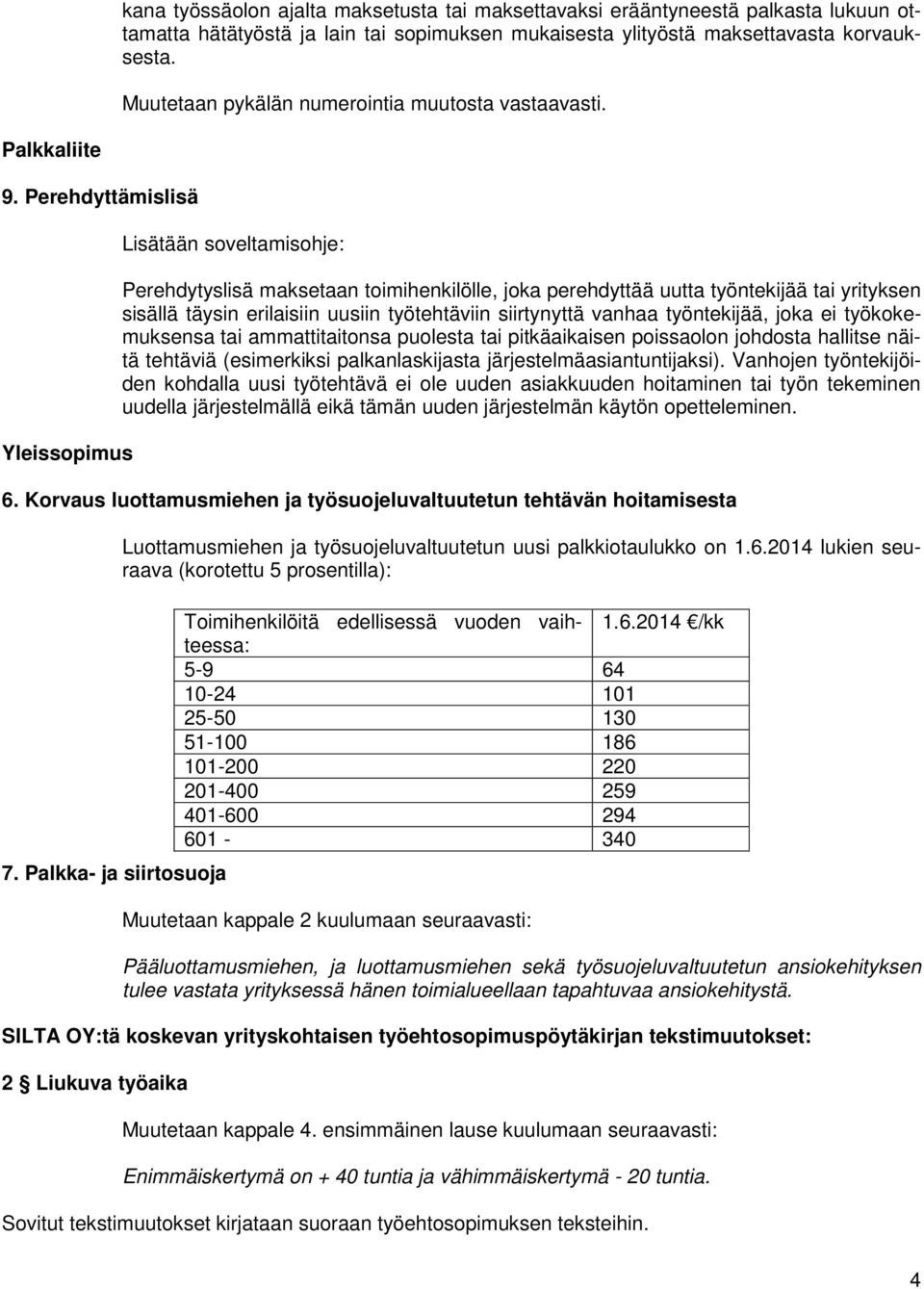 Perehdyttämislisä Yleissopimus Lisätään soveltamisohje: Perehdytyslisä maksetaan toimihenkilölle, joka perehdyttää uutta työntekijää tai yrityksen sisällä täysin erilaisiin uusiin työtehtäviin