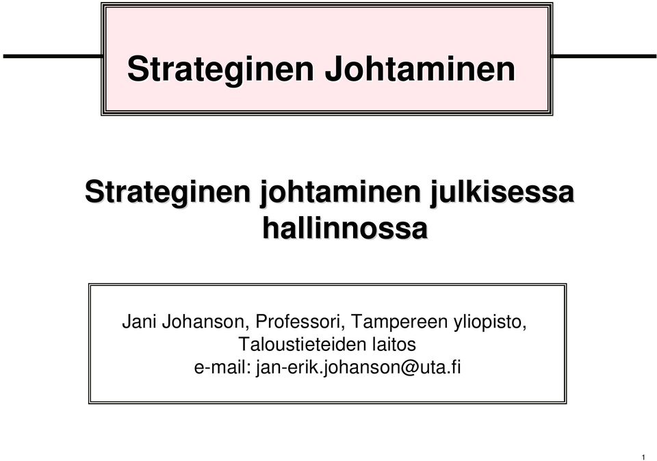 Johanson, Professori, Tampereen yliopisto,