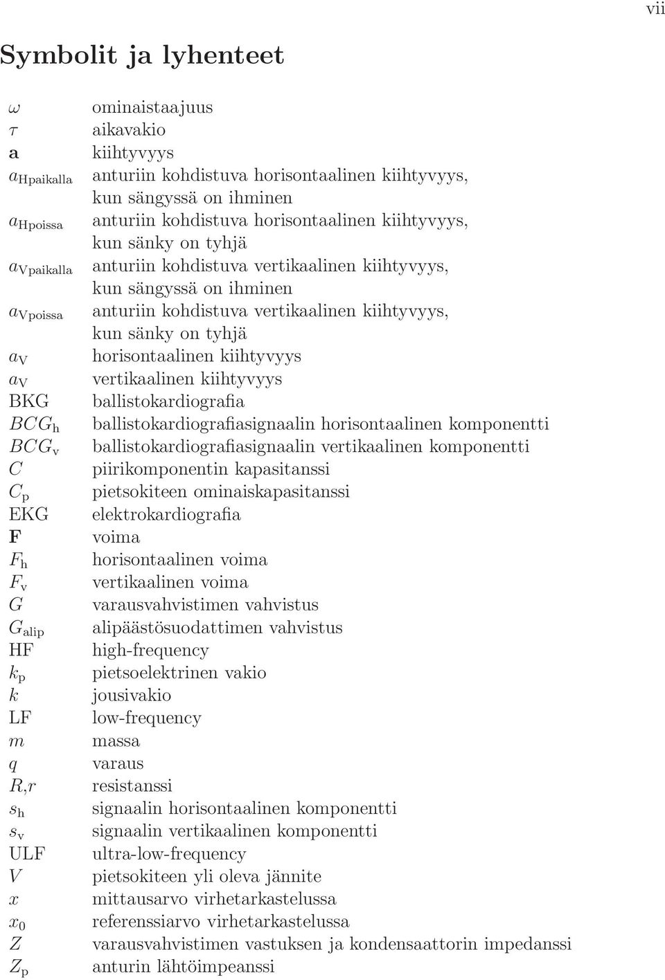 sängyssä on ihminen anturiin kohdistuva vertikaalinen kiihtyvyys, kun sänky on tyhjä horisontaalinen kiihtyvyys vertikaalinen kiihtyvyys ballistokardiografia ballistokardiografiasignaalin