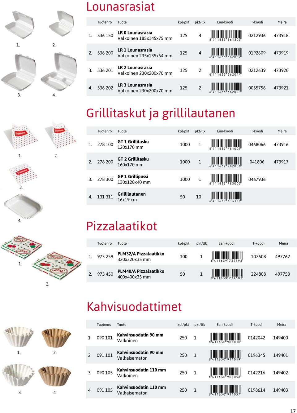 0055756 473921 Grillitaskut ja grillilautanen 1. 278 100 GT 1 Grillitasku 120x170 mm 1000 1 +!4;;@32"KLEDDM! 0468066 473916 1. 2. 2. 278 200 GT 2 Grillitasku 160x170 mm 1000 1 +!4;;@32"KLFDDJ!