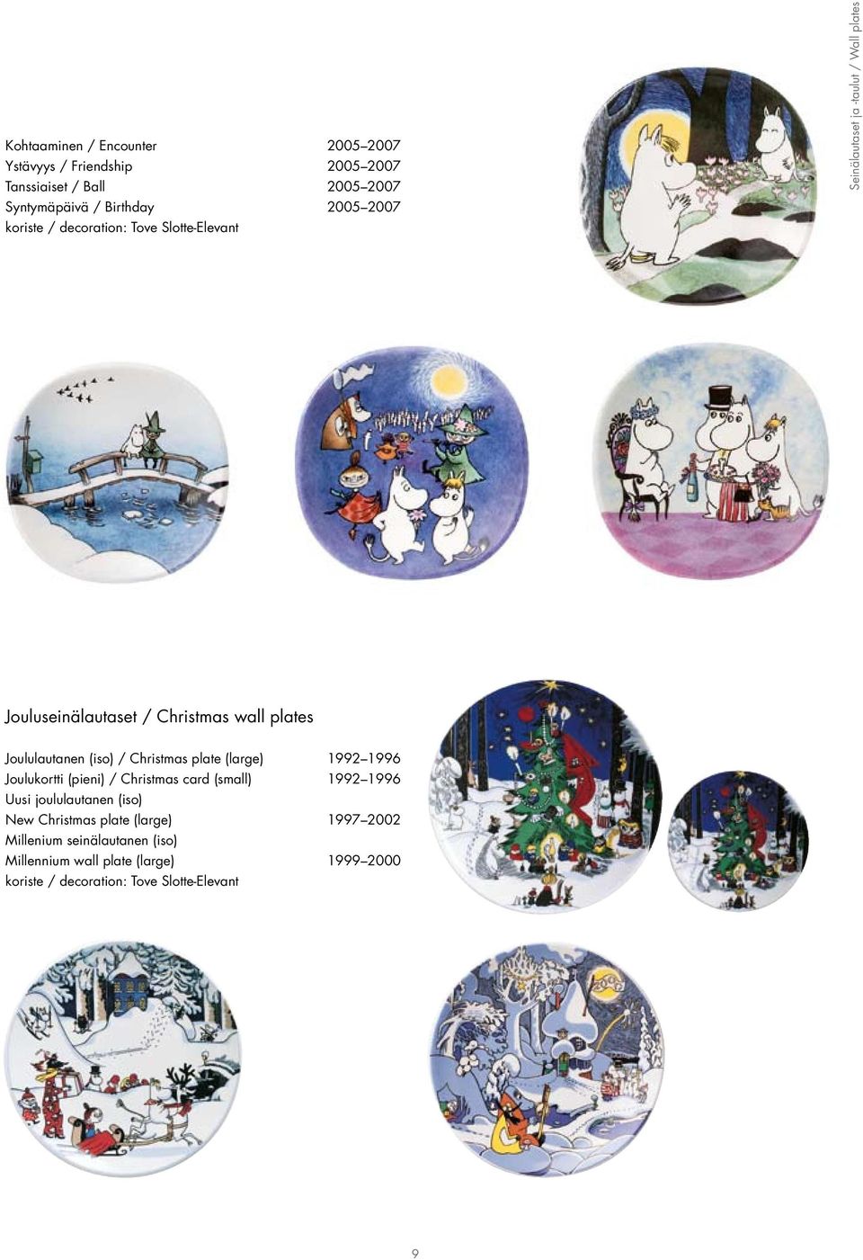 Joululautanen (iso) / Christmas plate (large) 1992 1996 Joulukortti (pieni) / Christmas card (small) 1992 1996