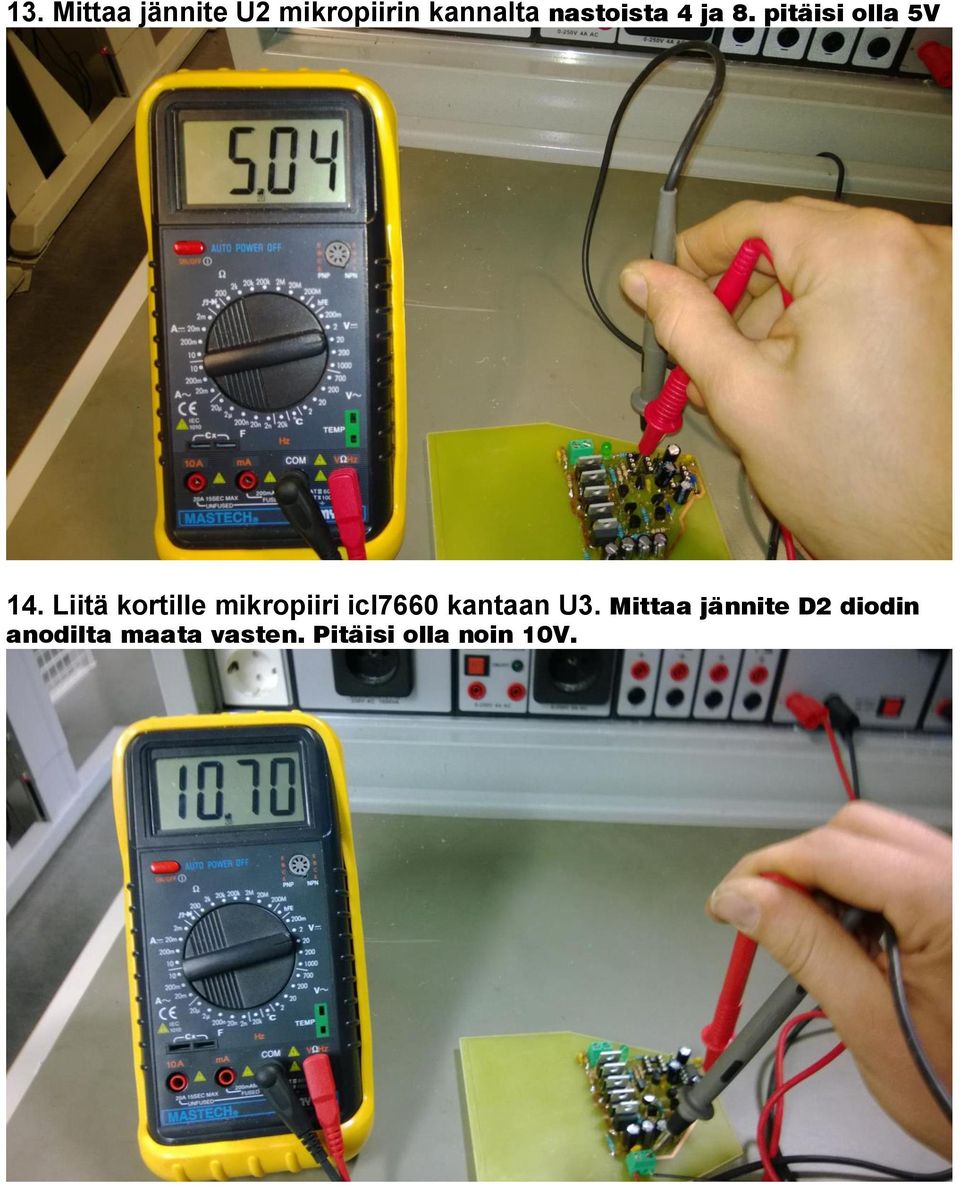 Liitä kortille mikropiiri icl7660 kantaan U3.