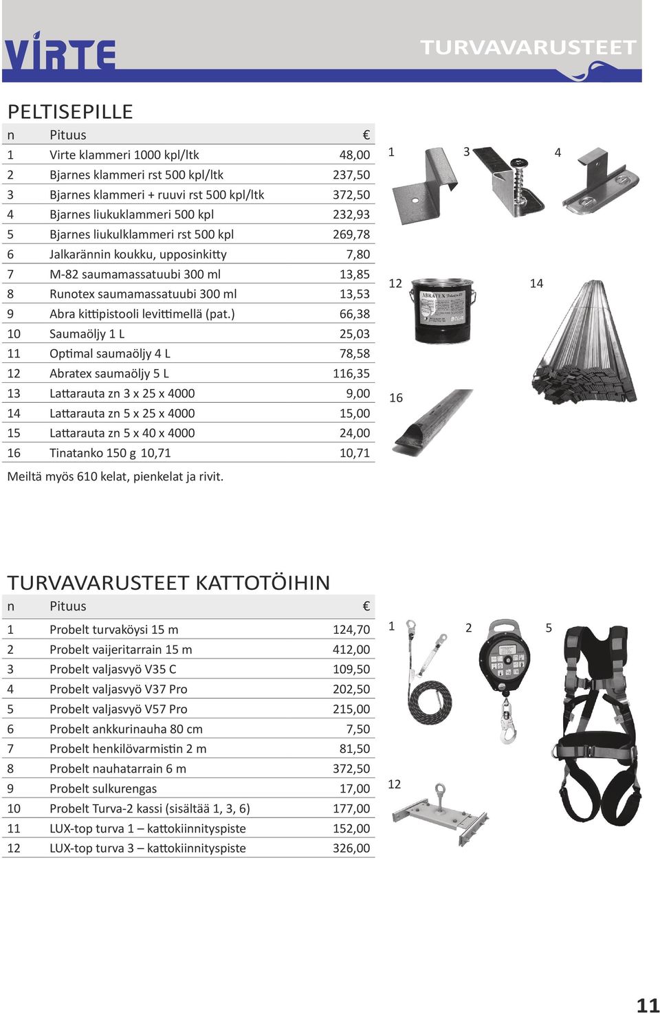 (pat.) 66,38 10 Saumaöljy 1 L 25,03 11 Optimal saumaöljy 4 L 78,58 12 Abratex saumaöljy 5 L 116,35 13 Lattarauta zn 3 x 25 x 4000 9,00 14 Lattarauta zn 5 x 25 x 4000,00 Lattarauta zn 5 x 40 x 4000