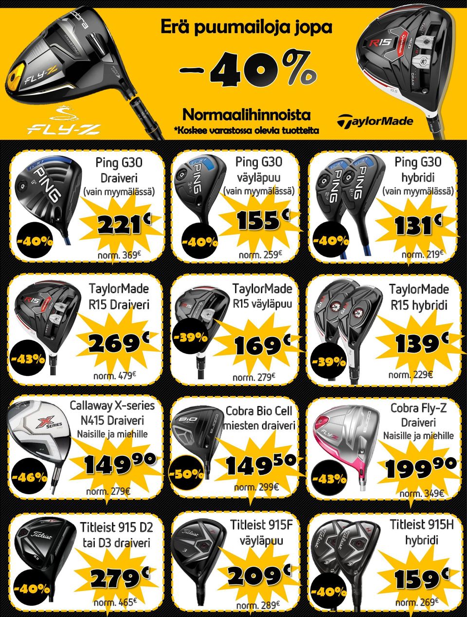 279 Callaway X-series N415 Draiveri Naisille ja miehille Cobra Bio Cell miesten draiveri Cobra Fly-Z Draiveri