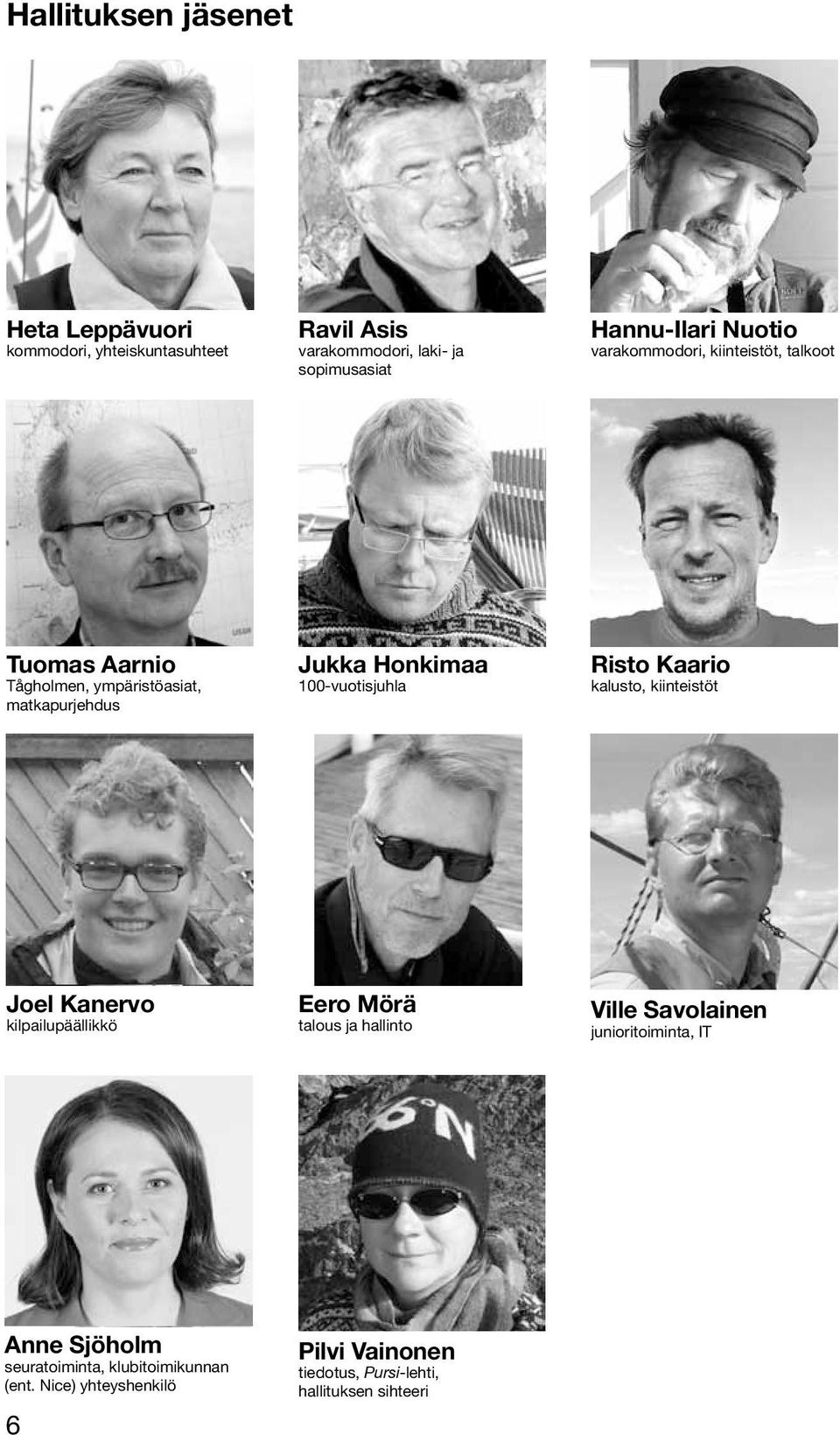 Risto Kaario kalusto, kiinteistöt Joel Kanervo kilpailupäällikkö Eero Mörä talous ja hallinto Ville Savolainen junioritoiminta,