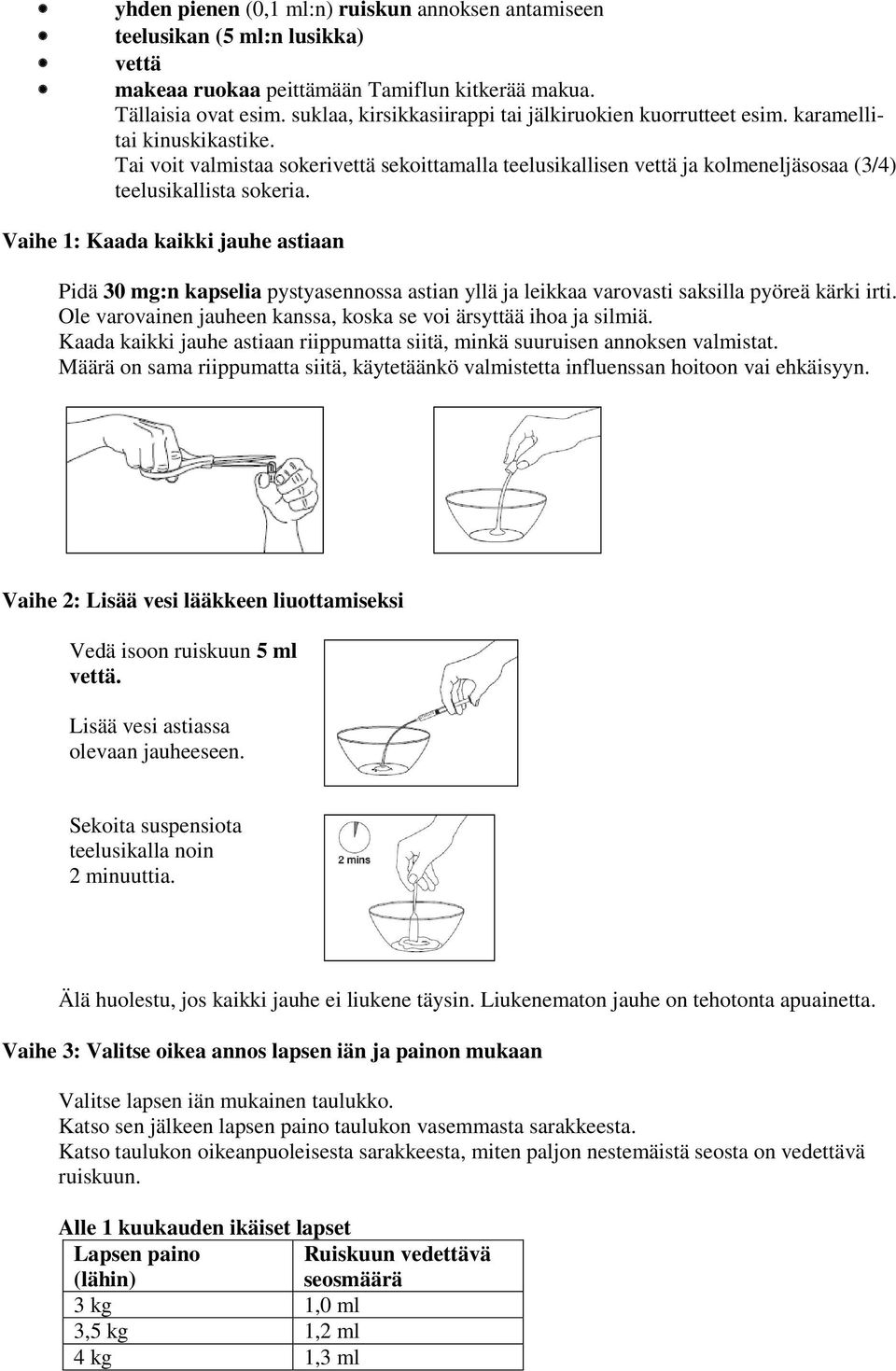 Tai voit valmistaa sokerivettä sekoittamalla teelusikallisen vettä ja kolmeneljäsosaa (3/4) teelusikallista sokeria.
