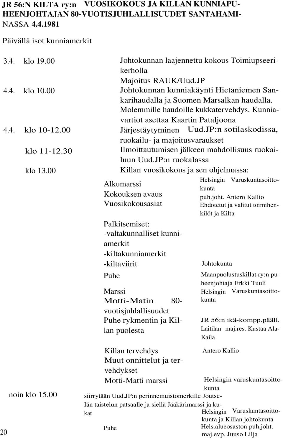 Molemmille haudoille kukkatervehdys. Kunniavartiot asettaa Kaartin Pataljoona Järjestäytyminen Uud.