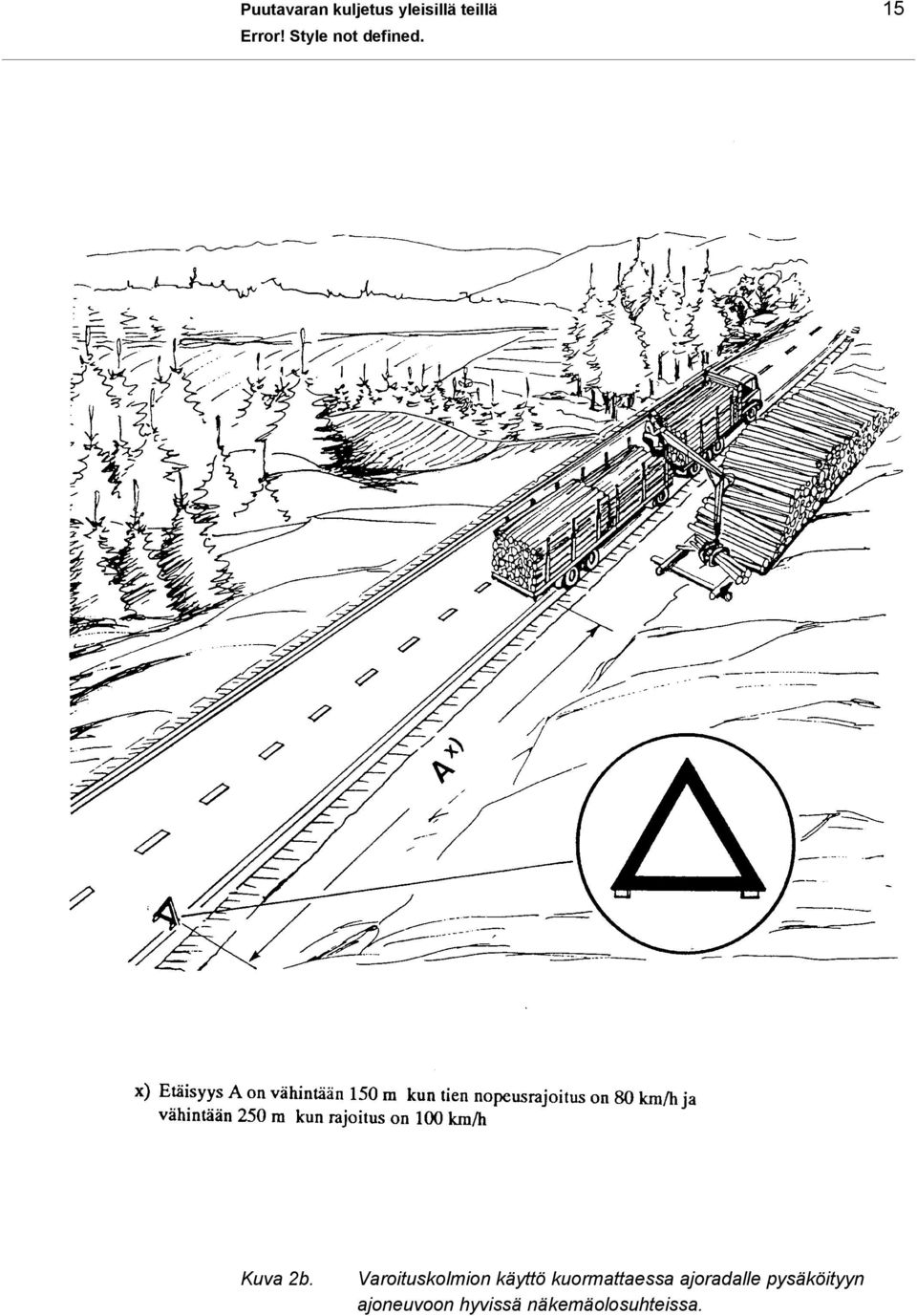 Varoituskolmion käyttö kuormattaessa