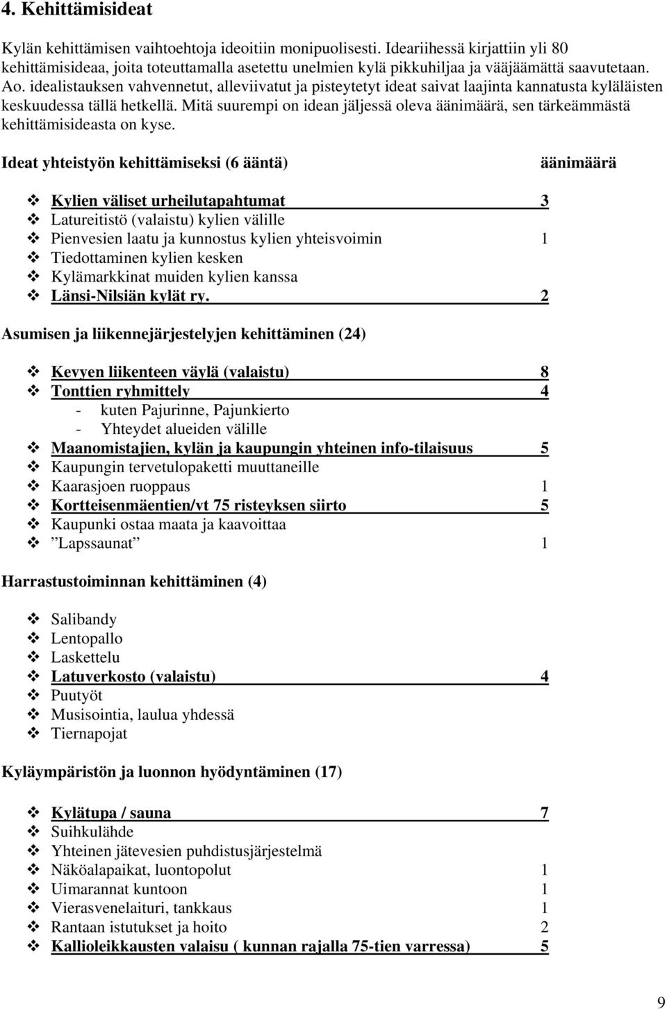 idealistauksen vahvennetut, alleviivatut ja pisteytetyt ideat saivat laajinta kannatusta kyläläisten keskuudessa tällä hetkellä.