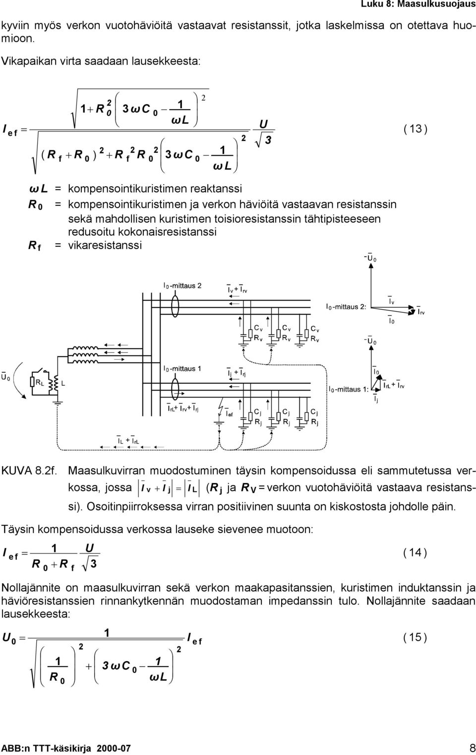 mahdollisen kuristimen toisioresistanssin tähtipisteeseen redusoitu kokonaisresistanssi = vikaresistanssi 3 (13) KVA 8.