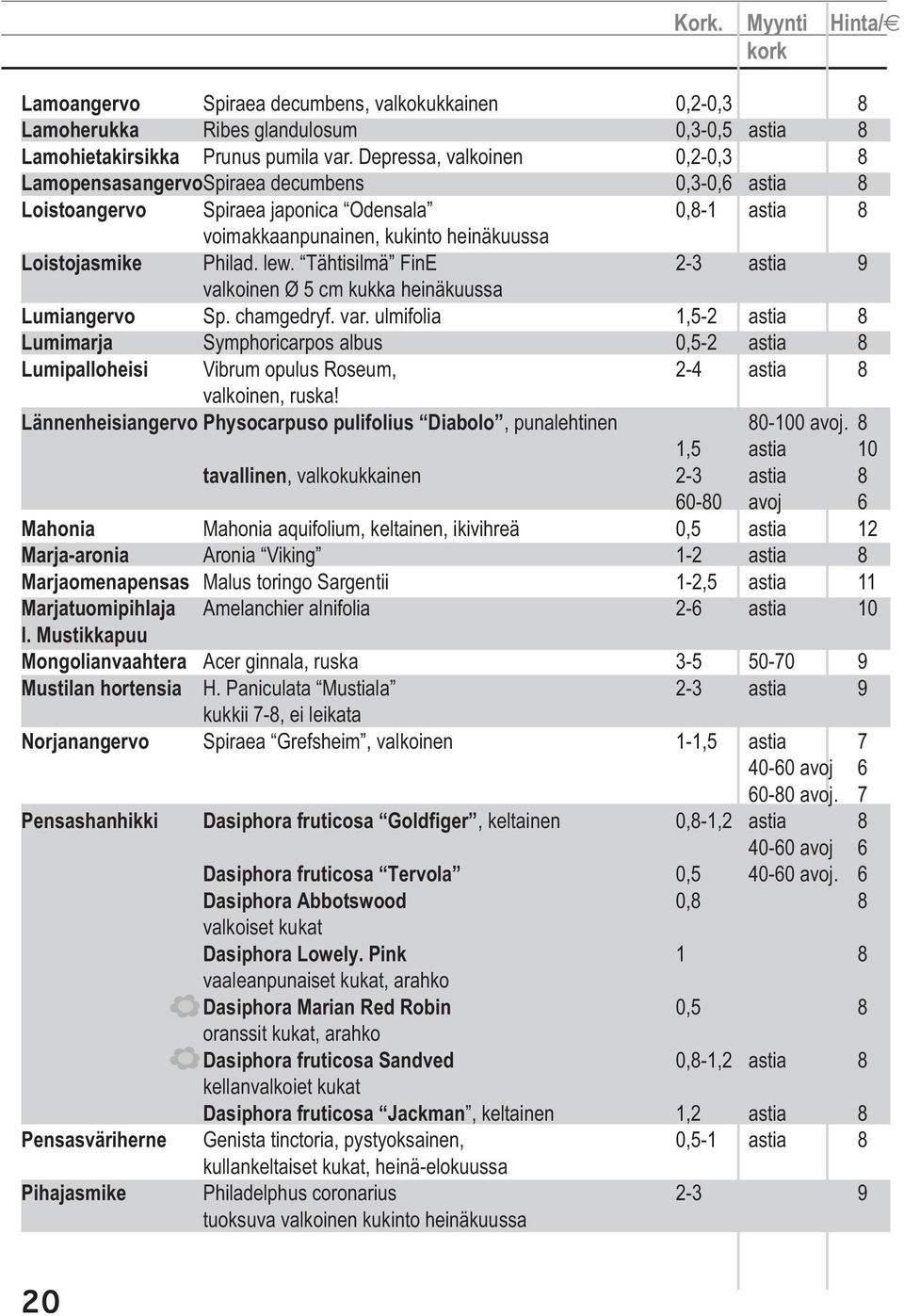 lew. Tähtisilmä FinE 2-3 astia 9 valkoinen Ø 5 cm kukka heinäkuussa Lumiangervo Sp. chamgedryf. var.