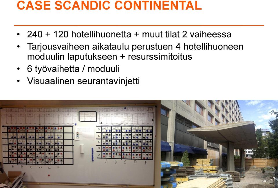 perustuen 4 hotellihuoneen moduulin laputukseen +
